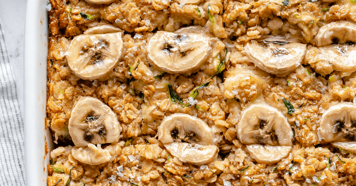 Banana Zucchini Baked Oatmeal with Brown Butter