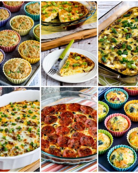 Keto Breakfasts to Bake on the Weekend and Eat All Week collage of featured recipes