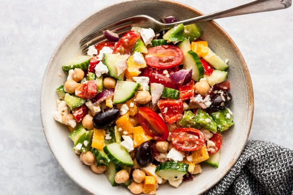 The Easiest Chopped Greek Chickpea Salad