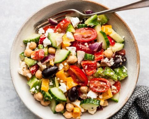 The Easiest Chopped Greek Chickpea Salad